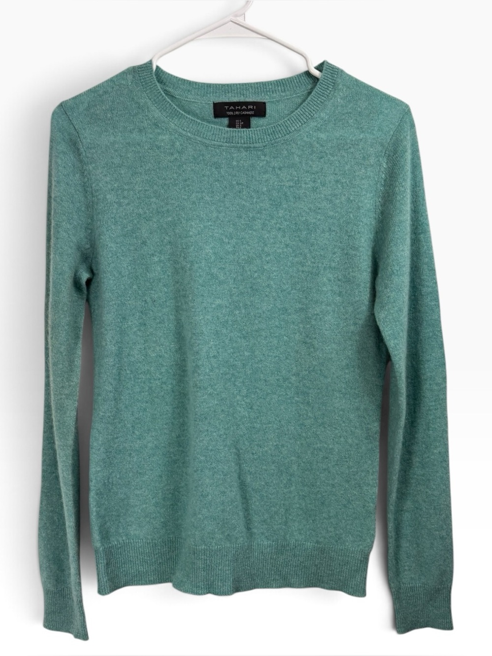 Tahari Womens 100% Cashmere Sweater Size Small Turquoise Going Out Party Fun